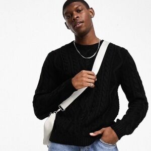 🖤ASOS DESIGN cable knit sweater in black